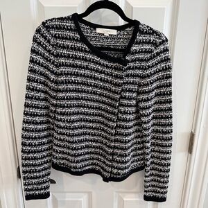 EUC boucle-look tweed knit zip jacket LOFT sz M